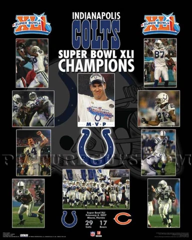 Indianapolis Colts Super Bowl 41 Championship Picture Plaque Cover