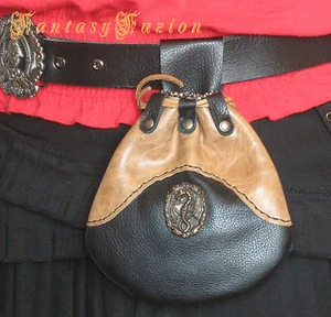 Medieval Dragon Celtic Hobbit Style Leather Belt Pouch - Picture 1 of 1