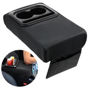Car Center Console Armrest Pillow Soft Cushion Pad Black Storage Box Cup Holder - Picture 1 of 7