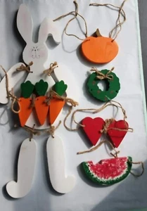 Otoño Decoración Estacional Puerta Colgante Hecho a Mano Madera Conejo - Todas las Temporadas - Imagen 1 de 5