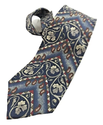 Corbata Claybrooke Para Hombre Única Azul Rojo Gris Geométrica Paisley Seda Nueva Sin Etiquetas a Mano Foto 1 de 4