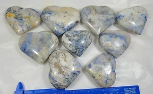 Polished Sodalite Hearts from Afghanistan  Healing Crystals carvings rocks - Imagen 1 de 5