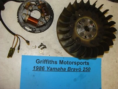 1986 Yamaha Bravo BR250 80V stator gen flywheel magneto cooling fan oem - Image 1 of 4