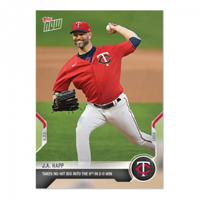 Presale 2021 Topps NOW J.A. Happ #119 ~ Minnesota Twins ~ PR 289  - Image 1 of 2