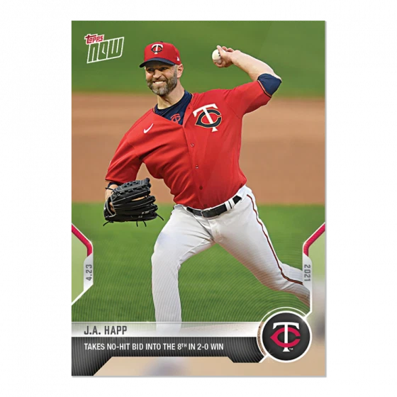 Presale 2021 Topps NOW J.A. Happ #119 ~ Minnesota Twins ~ PR 289  - Image 1 of 2