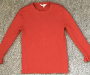 Red Herring Ladies Thick Red Ruffle Shirt/long Sleeve Ribbed Jumper. Size 12 - Picture 1 of 6