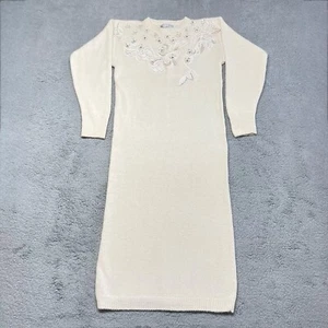 Vestido Suéter De Colección Susan Bennett Pequeño Seda Angora Cuentas Cristales Bordados - Imagen 1 de 18