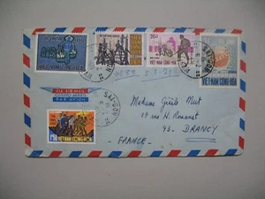 Viêt-Nam - Saigon Lettre pour la France  1971 bel affranchissement composé - Picture 1 of 1