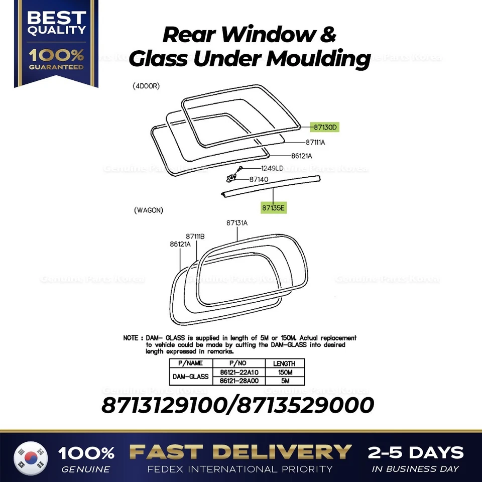 ⭐Genuino⭐ Ventana trasera y vidrio debajo de la moldura para Hyundai Elantra Foto 1 de 1