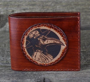 Plague doctor leather wallet, card wallet, Steampunk wallet, men's wallet. - Picture 1 of 10