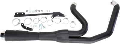 Bassani 2-1 Black 4" Road Rage Megaphone Exhaust for 06-17 Harley Dyna FXDC FXDL - Image 1 of 2