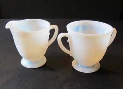 Vintage Glass Macbeth Evans American Sweetheart Monax Creamer Sugar Set - Image 1 of 4