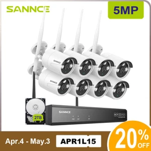 Sannce 5MP Home CCTV WiFi Security Camera System 8CH NVR Two Way Audio Outdoor - Picture 1 of 18