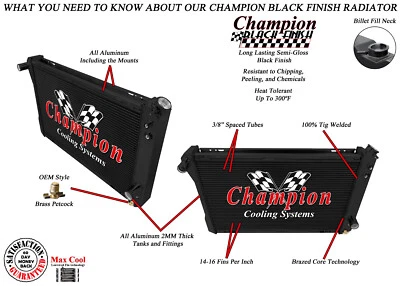 Radiador AR Champion 3 filas acabado negro para Chevrolet Camaro 1982-1992 Foto 1 de 4