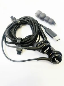 GENUINE SAMSUNG GALAXY S22/+ ULTRA AKG EARPHONES HEADPHONES USB TYPE C BLACK - Picture 1 of 8