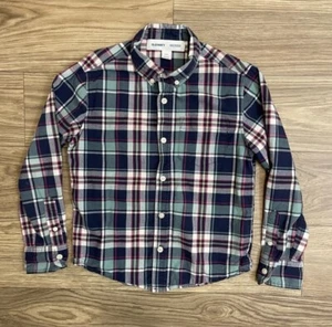 Old Navy Ls Blue Plaid Collared Button Down Built In Flex Shirt Kid’s sz M 8 - Picture 1 of 6