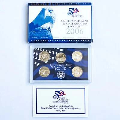2006 S US 50 State Quarters Uncirculated Proof Mint Set - 5 Proof Coins OGP COA - Image 1 of 4