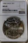 1996 AMERICAN SILVER EAGLE $1  - NGC MINT STATE 69 - FREE PRIORITY SHIPPING