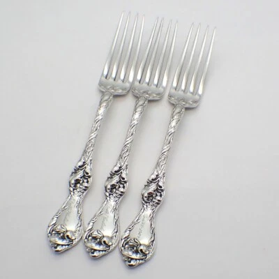 Les Cinq Fleurs Forks Set of 3 Reed and Barton Sterling Silver Inscribed 1905 — 第 1/4 张图片
