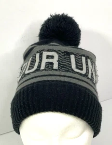 Under Armour Youth Gray and Black Beanie Logo with Black Pom Pom - Picture 1 of 5