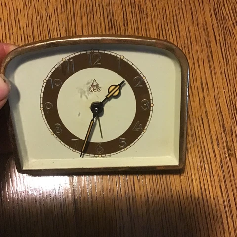 Vintage Wind Up Metal Travel Clock Uhrenwerk Schwarzwald Villingen Germany works Cover