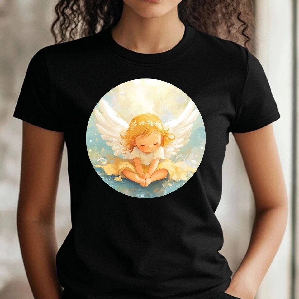 T-Shirt Frauen Engel Baby Motiv Baumwolle Größe XS bis 3XL - Bild 1 von 1