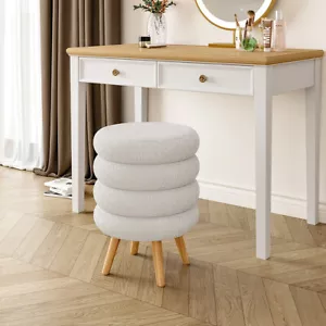 Teddy Fleece Dressing Table Stool Bedroom Vanity Chair Makeup Stool Piano Seat - Picture 1 of 14