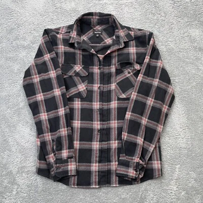 Camisa Brixton Hombres Grande Negra Franela a Cuadros Bowery Standrad Calce Abotonada Informal Foto 1 de 4