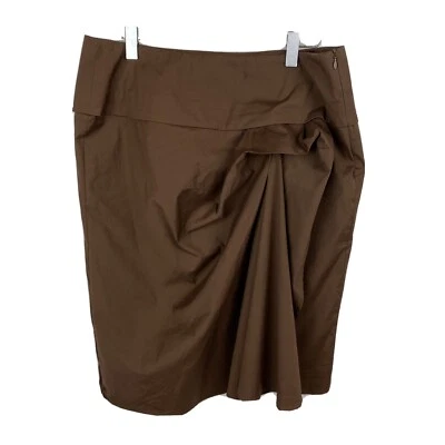 PIAZZA SEMPIONE Skirt 6 Womens Brown Ruffle Mini Career Lined Side Zipper Foto 1 de 4