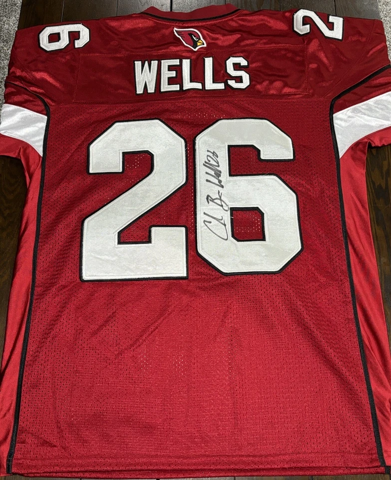 Camiseta Chris "Beanie" Wells autografada/assinada Arizona Cardinals - Reebok - Imagem 1 de 3