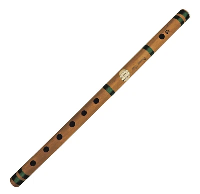 Flauta de bambu feita à mão 17" instrumento musical tradicional de sopro Bansuri G Tune - Imagem 1 de 4