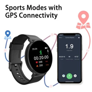 Smartwatch Bluetooth Wasserdicht Armband Fitness Herzfrequenz Pulsuhr Blutdruck - Bild 1 von 12