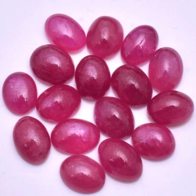 16 Pcs Natural Ruby Oval Cabochon 7.40mm-8.60mm Dazzling Red Loose Gemstones Lot - Image 1 of 4