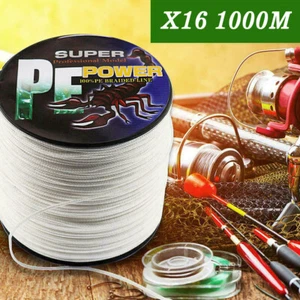 16 fili 1000 m cavo intrecciato lenza da pesca 20 libbre-500 libbre bianco nucleo cavo x16 - Foto 1 di 10