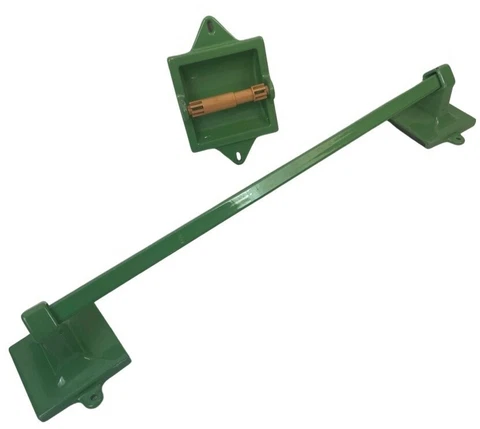 Vintage c1935 Green Porcelain Enamel Art Deco Towel Bar Toilet Paper Holder Set Cover