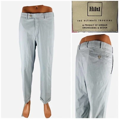 Hiltl Mens 37 X 28 (actual) Size 54 Pants Ultimate Trouser Blue Cotton Blend - Image 1 of 4