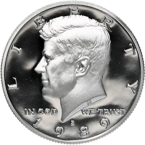 1989 S Kennedy Half Dollar Gem Deep Cameo CN-Clad Proof Coin Cover