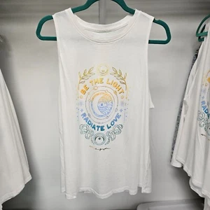 NEW Spiritual Gangster Jade Muscle Tank Top Be The Light Radiate Love White S - Picture 1 of 5
