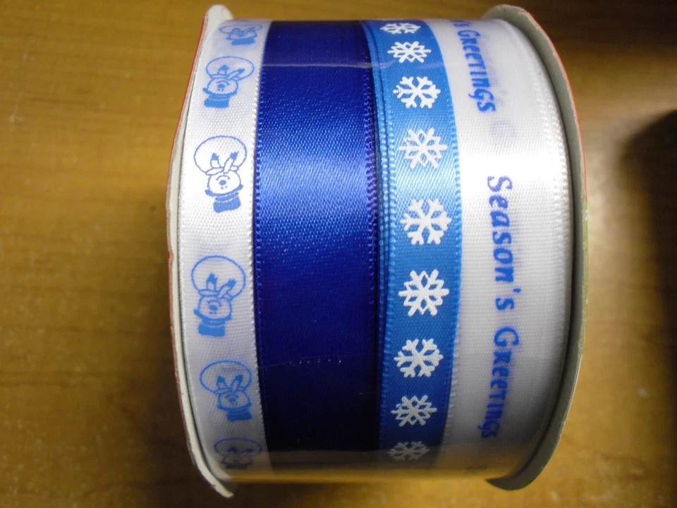 3 X Cinta de poliéster a granel para vacaciones de Navidad 40 pies 2 cintas verde y blanco Foto 1 de 1