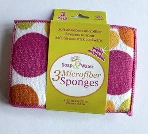 1 Vintage NOS Ritz MICROFIBER 3-pack Sponges Pink Orange Polkadot Pattern - Picture 1 of 3