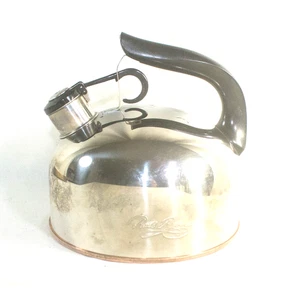 Paul Revere Ware Whistling Teapot Kettle Copper Bottom  96 Korea Stainless - Picture 1 of 4
