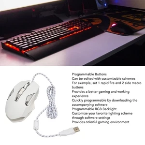 White RGB Gaming Mouse Multifunction Ergonomic 7200 DPI Wired Optical Gaming FG - Picture 1 of 23