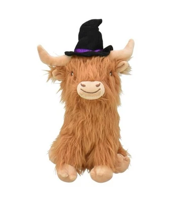 Multipet Highland Cow with Witch Hat Dog Interactive Plush Toy - Brown - Image 1 of 3