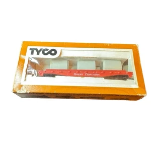Coche plano deslizante HO Tyco 342-D 40' con carga de tubo de alcantarilla Great Northern GN rojo - Imagen 1 de 12