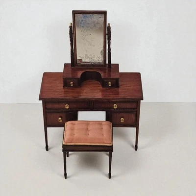 DENNIS JENVEY 1983  VANITY WITH BENCH   DOLLHOUSE MINIATURE 1:12 - Image 1 of 4