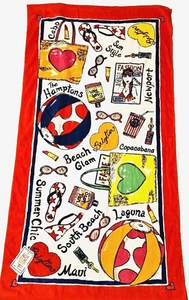 Brighton Summer Chic 35"x68" Multicolored 100% Cotton Terry Velour Beach Towel - Picture 1 of 5