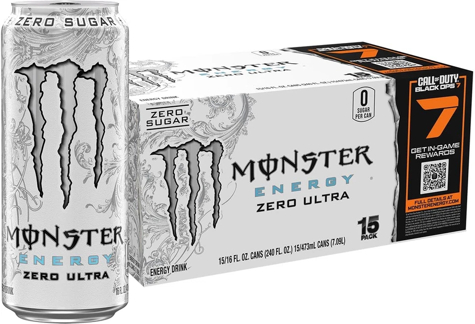 Monster Energy Zero Ultra, Bebida Energética Sin Azúcar, 16 Onzas (Pack de 15) Foto 1 de 1