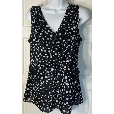 Tanque Spense negro blanco con volantes en capas con puntos M Foto 1 de 4