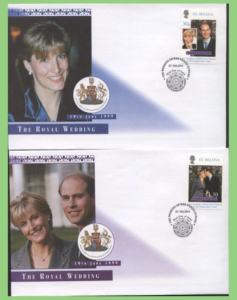 St Helena 1999 Royal Wedding set on two First Day Covers - Image 1 of 1