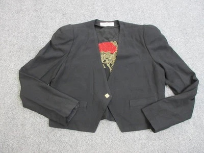 Sonia Rykiel Blazer Womens 42 Cropped Embroidered Rose Bee Buttons Made France - Image 1 of 4